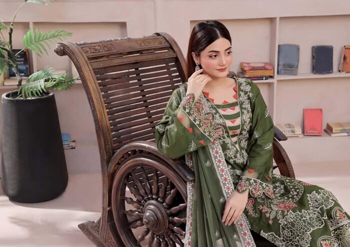 Prestige Lawn Collection – Embroidered Chikankari Lawn Suit with Bamber Dupatta - Image 2
