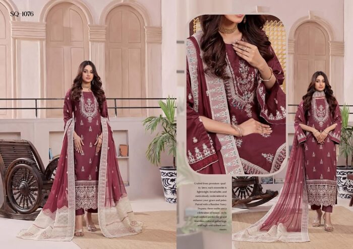Prestige Lawn Collection – Embroidered Chikankari Lawn Suit with Bamber Dupatta